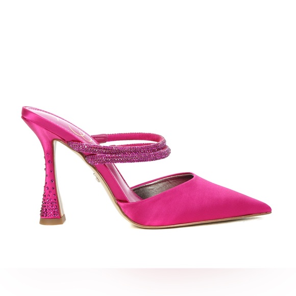 NEW Heels Agustina Bold Fuschia Suede Mule Pumps - Picture 3 of 13